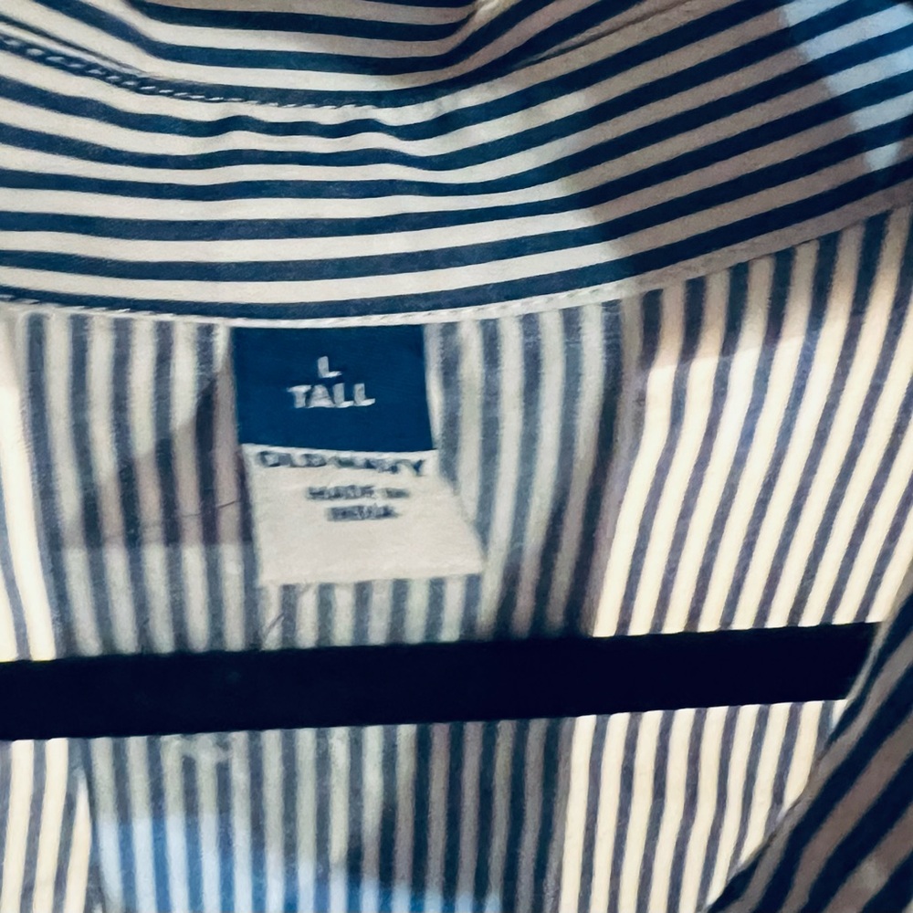 Old Navy- Navy and White Striped A-Line Swing Shirt dress - Large Tall